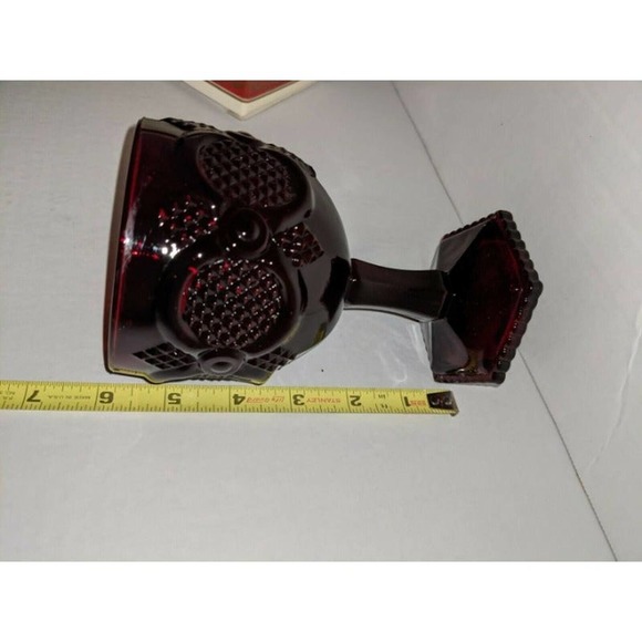 Vintage Avon Cape Cod Collection Ruby Red Glass Footed Water Goblet 6" NIB - Picture 7 of 8